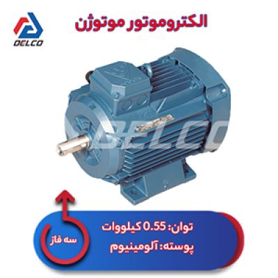 الکتروموتور 0.55 کیلووات سه فاز پوسته آلومینیوم موتوژن